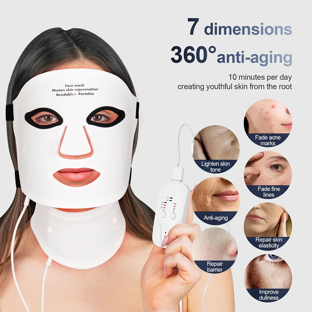 7-Color LED Light Therapy Mask for Face & Neck – Anti-Aging Skin Care